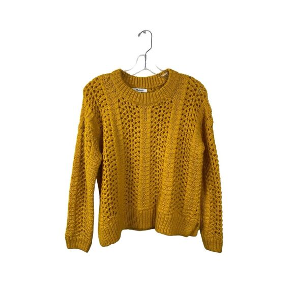 Madewell Sweaters - Madewell Women's Gold Windemere Alpaca Wool Pointelle Crewneck Sweater Size XS